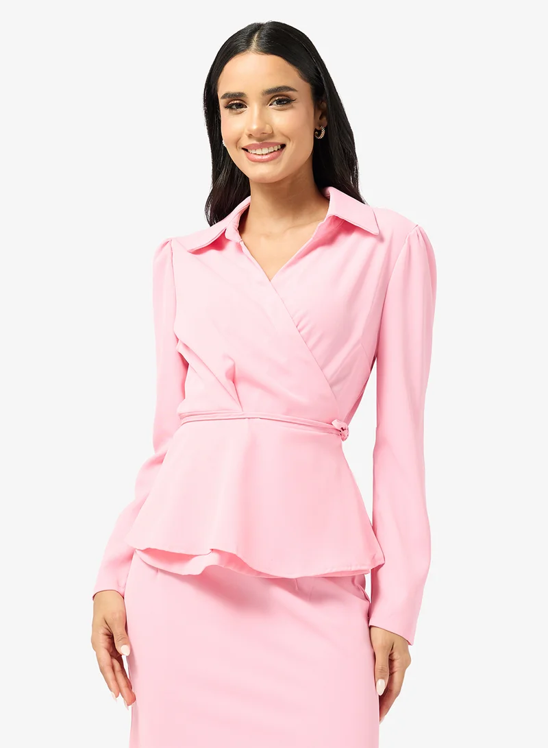 Ginger  Wrap Around Peplum Top & Mermaid Skirt Coord Set for Women | Best Price UAE